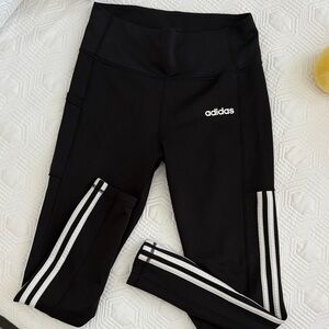 Adidas Kids Black Leggings with White Stripes